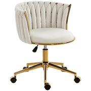 Velvet Office Vanity Chair - Woven Back Cream White-Office Products > Office Furniture > Office Chairs > Task Chairs-DECOROLALA