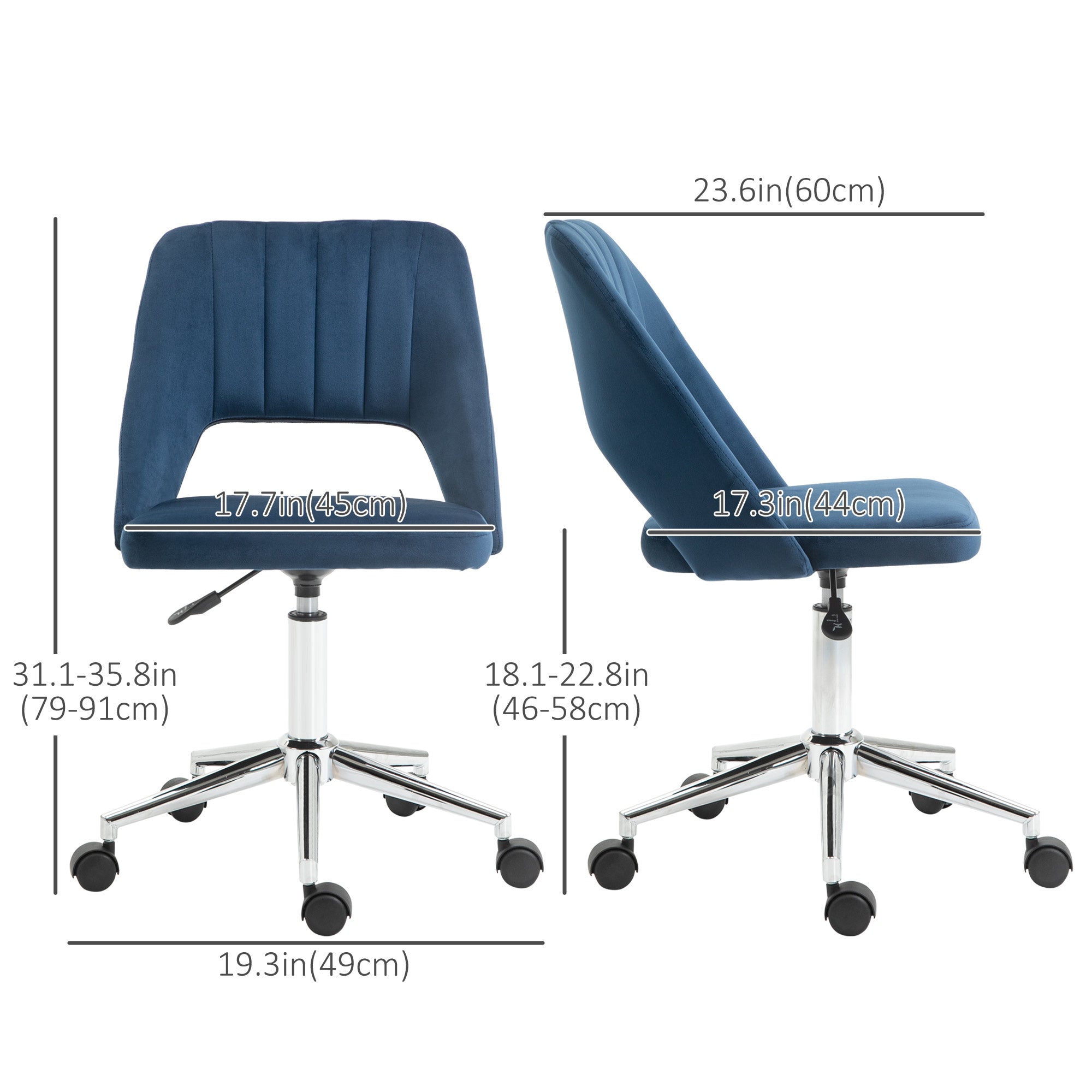 Velvet Swivel Office Chair - Blue Scallop Shape Desk Chair-Office Products > Office Furniture > Office Chairs > Task Chairs-DECOROLALA