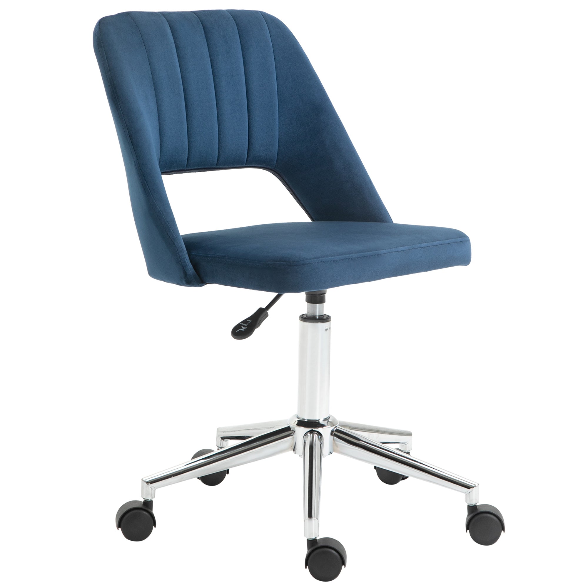 Velvet Swivel Office Chair - Blue Scallop Shape Desk Chair-Office Products > Office Furniture > Office Chairs > Task Chairs-DECOROLALA
