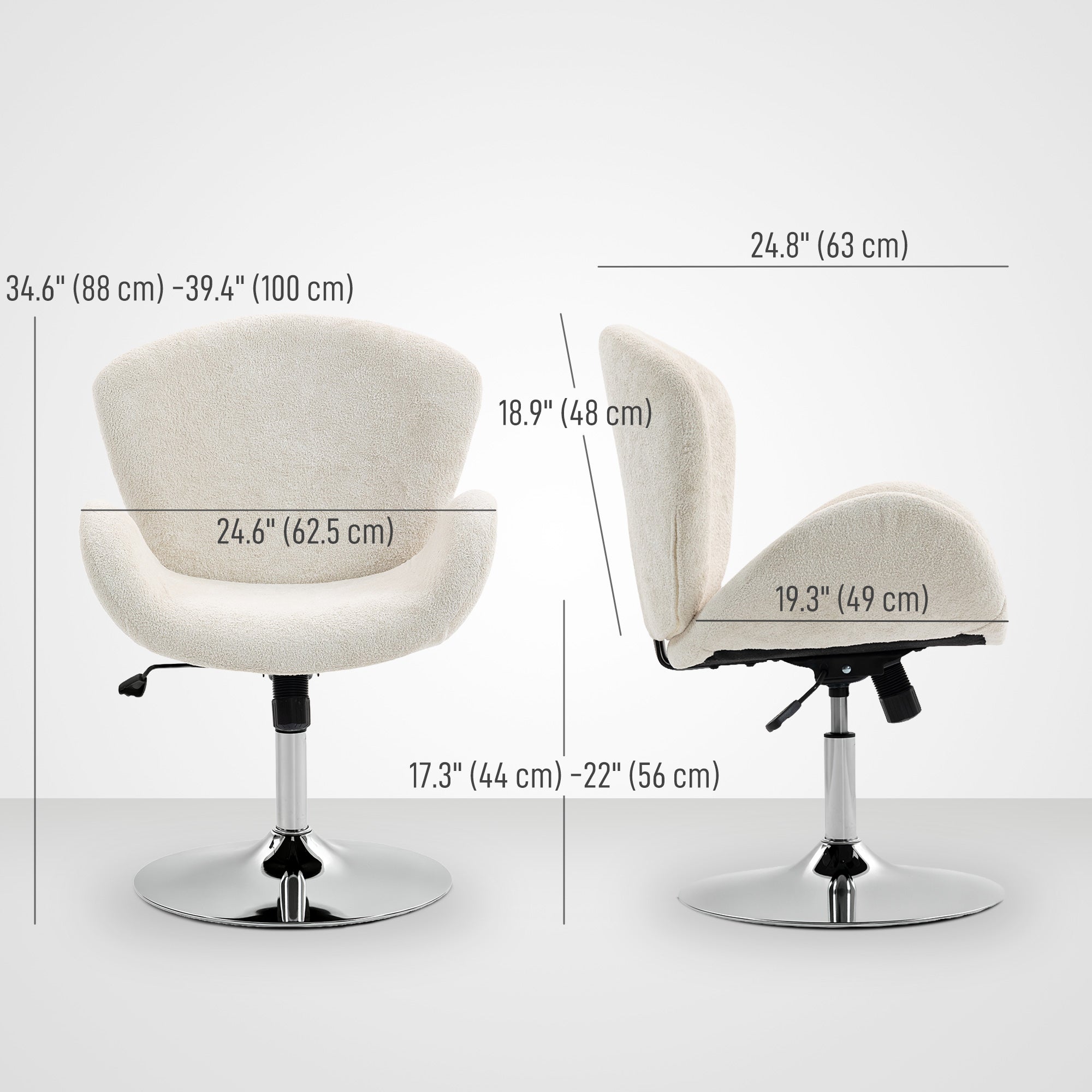 Velvet Swivel Office Chair - Cream White Butterfly Back-Office Products > Office Furniture > Office Chairs > Task Chairs-DECOROLALA