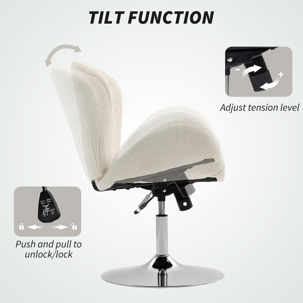 Velvet Swivel Office Chair - Cream White Butterfly Back-Office Products > Office Furniture > Office Chairs > Task Chairs-DECOROLALA