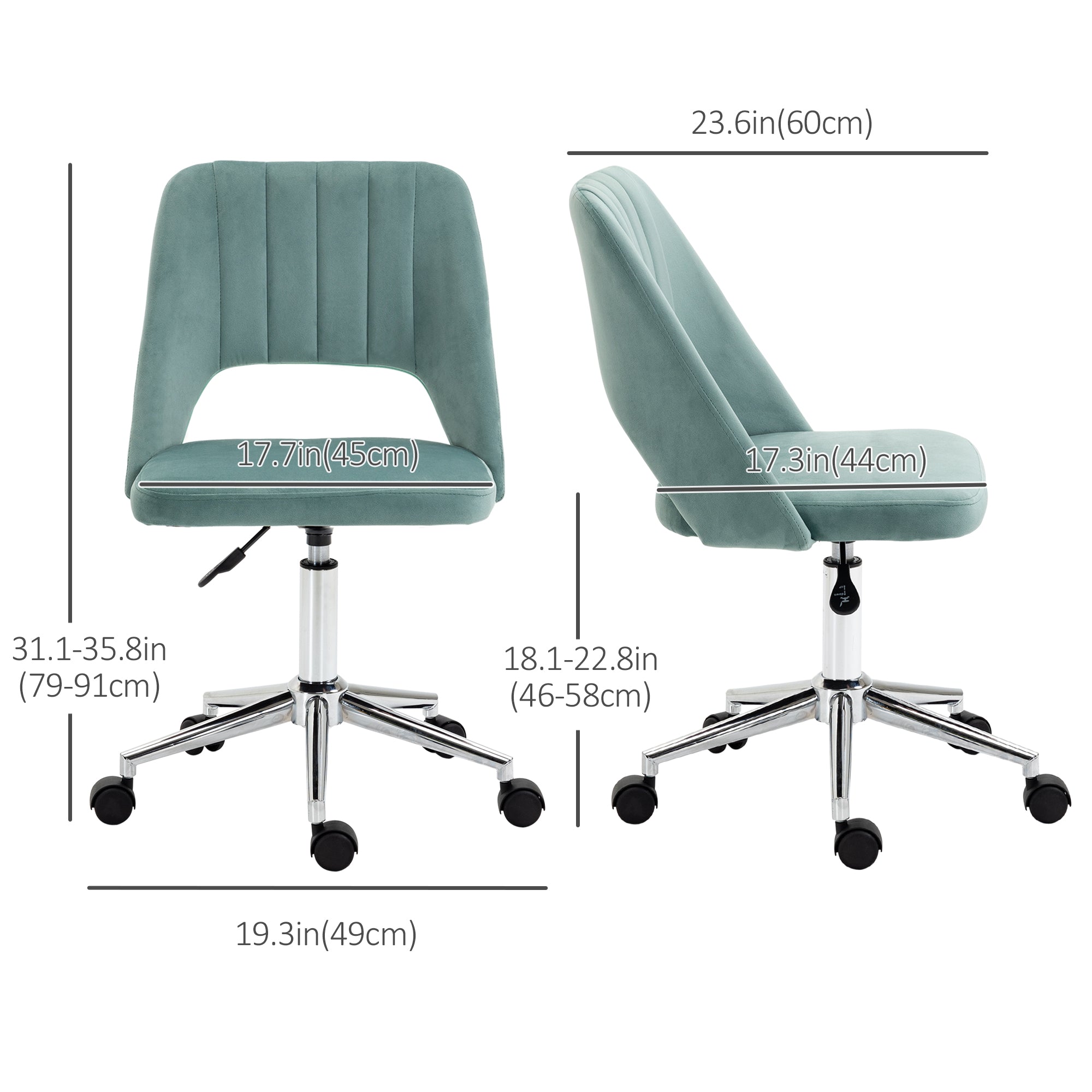 Velvet Swivel Office Chair - Green Scallop Back-Office Products > Office Furniture > Office Chairs > Task Chairs-DECOROLALA
