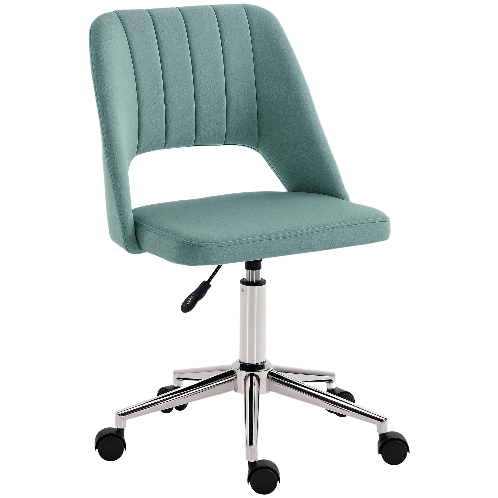 Velvet Swivel Office Chair - Green Scallop Back-Office Products > Office Furniture > Office Chairs > Task Chairs-DECOROLALA