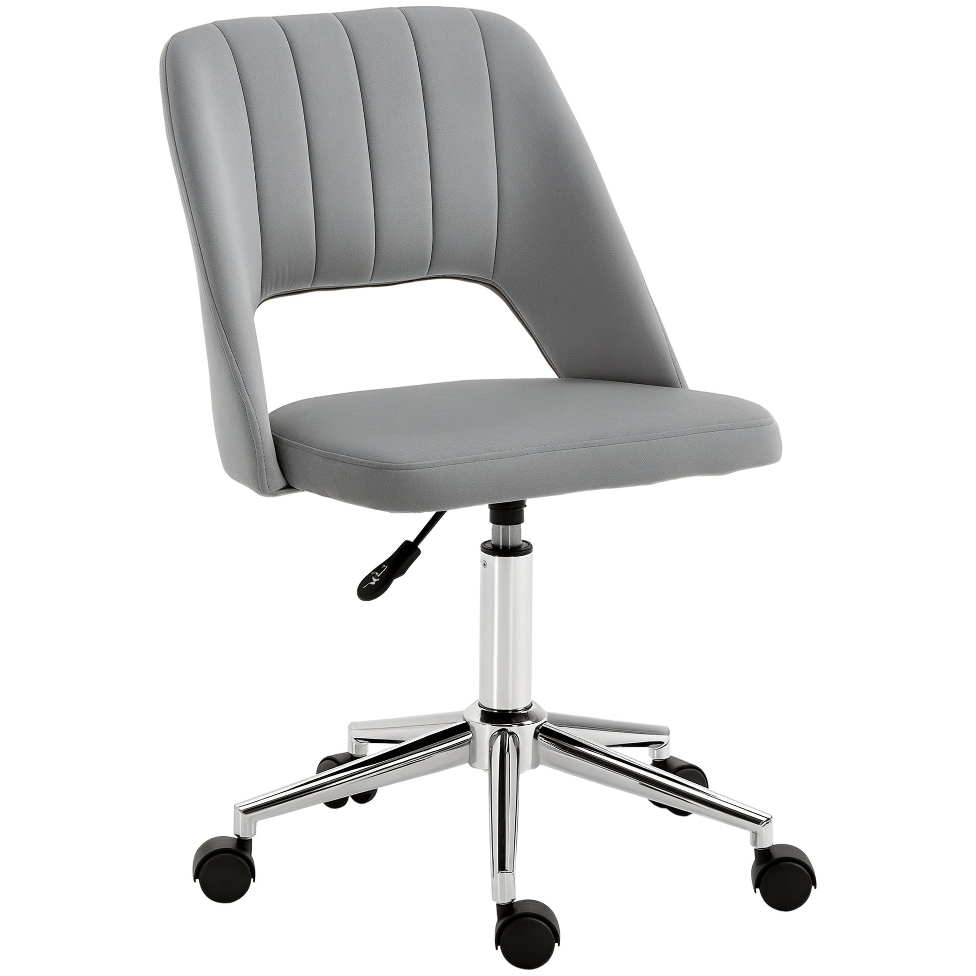 Velvet Swivel Office Chair - Grey Scallop Shape Desk Chair-Office Products > Office Furniture > Office Chairs > Task Chairs-DECOROLALA