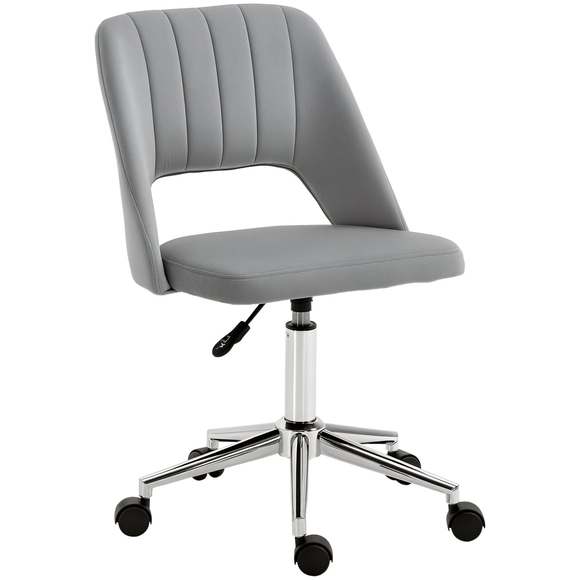 Velvet Swivel Office Chair - Grey Scallop Shape Desk Chair-Office Products > Office Furniture > Office Chairs > Task Chairs-DECOROLALA