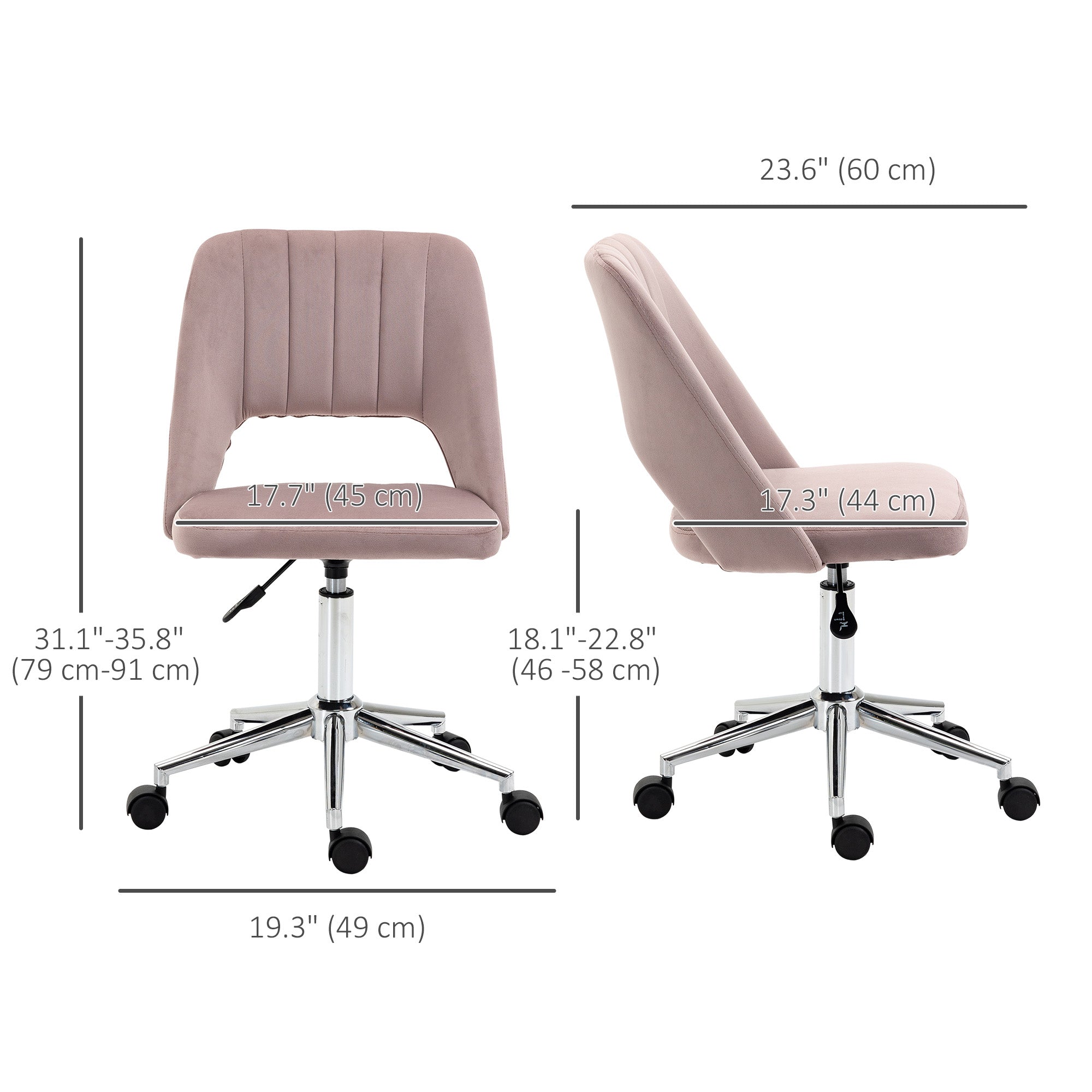 Velvet Swivel Office Chair - Pink Scallop Desk Chair-Office Products > Office Furniture > Office Chairs-DECOROLALA