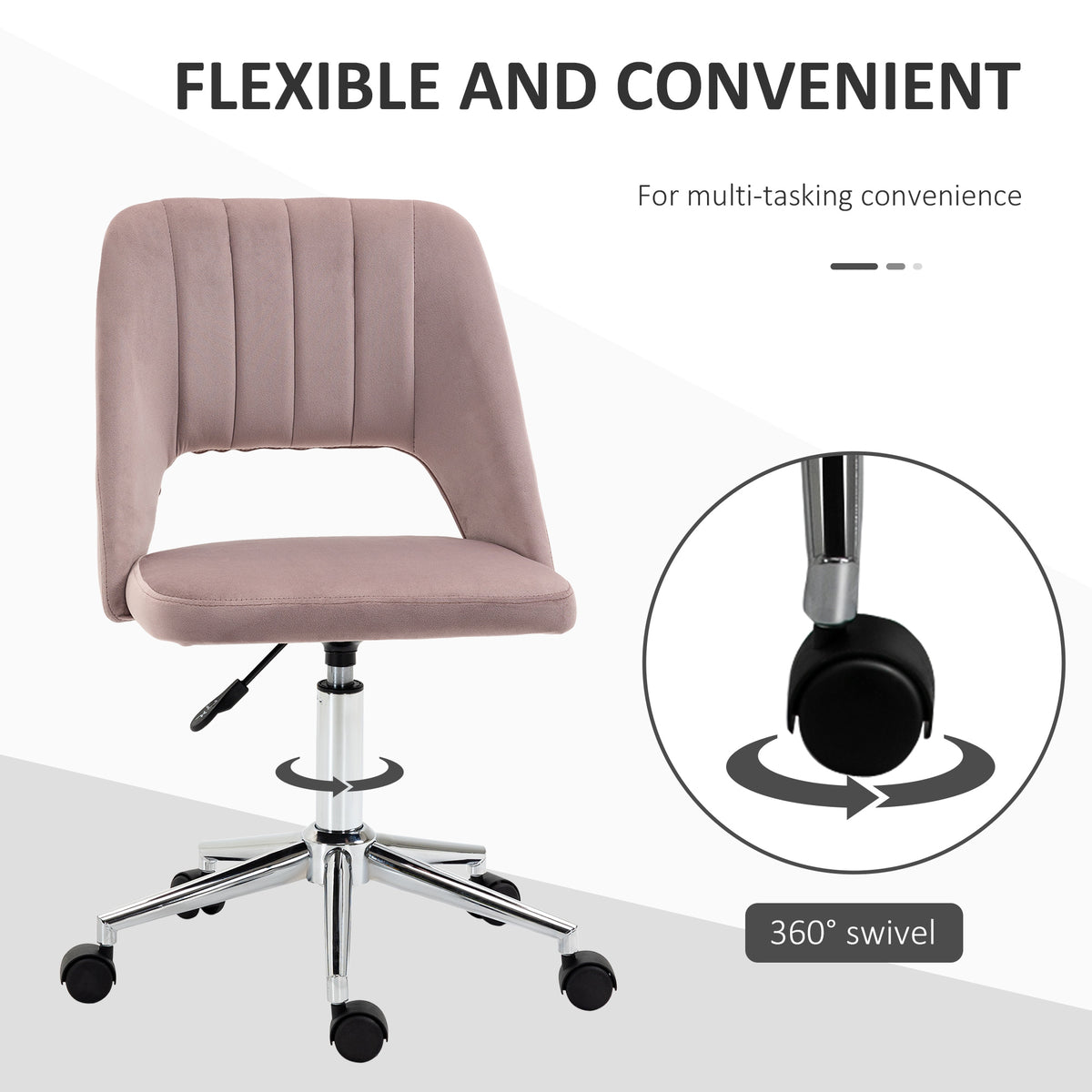 Velvet Swivel Office Chair - Pink Scallop Desk Chair-Office Products > Office Furniture > Office Chairs-DECOROLALA