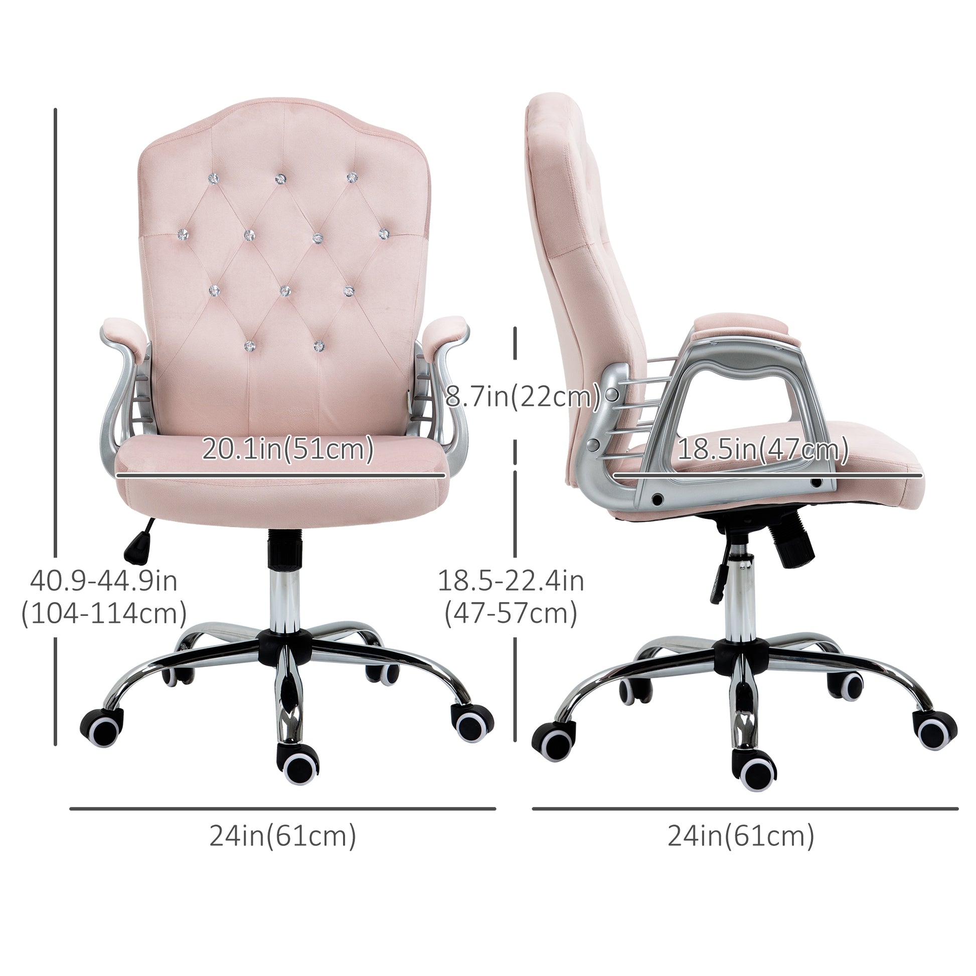 Velvet Tufted Office Chair - Pink Swivel Desk Chair-Office Products > Office Furniture > Office Chairs > Task Chairs-DECOROLALA
