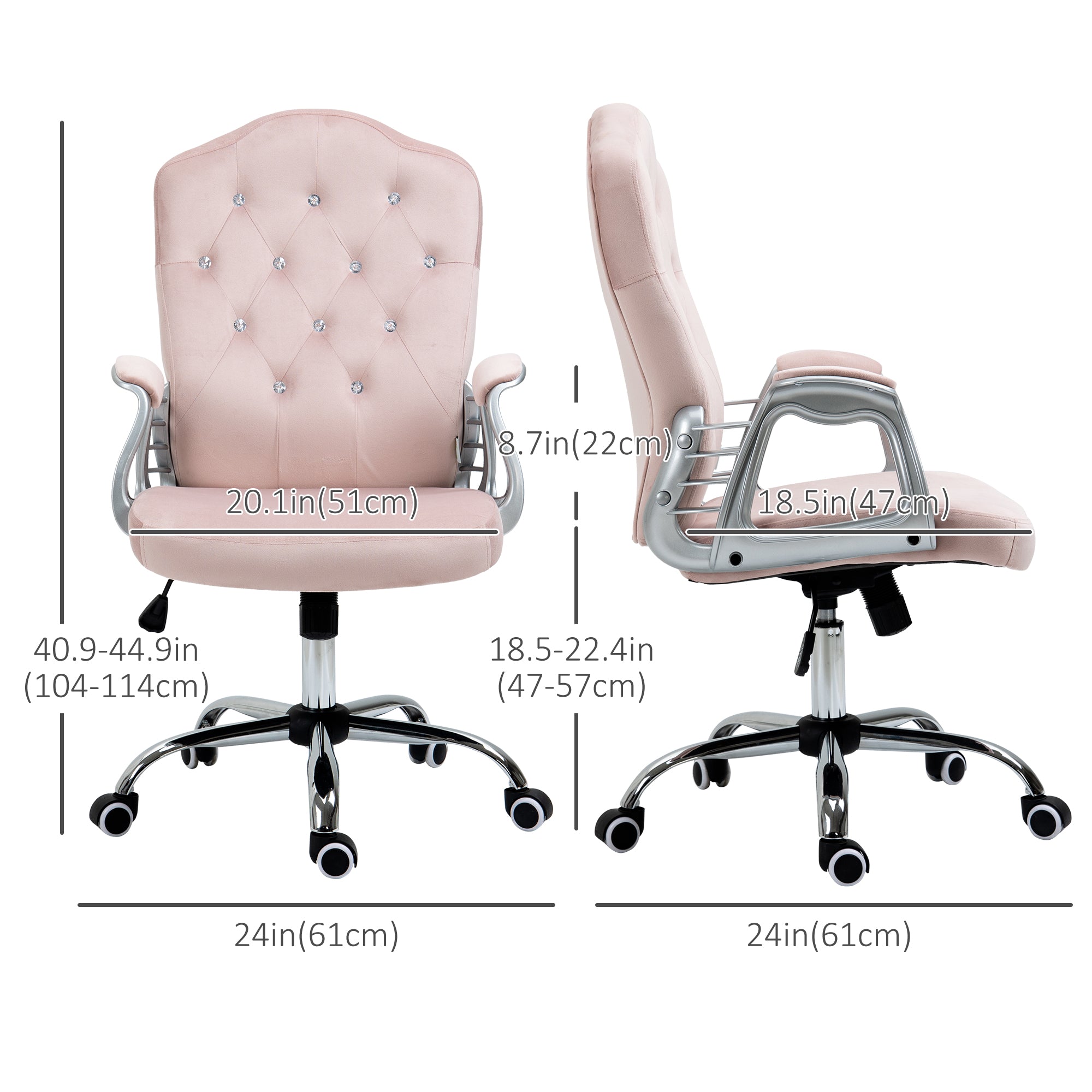 Velvet Tufted Office Chair - Pink Swivel Desk Chair-Office Products > Office Furniture > Office Chairs > Task Chairs-DECOROLALA