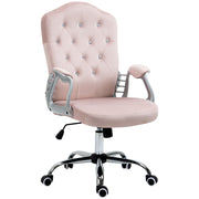 Velvet Tufted Office Chair - Pink Swivel Desk Chair-Office Products > Office Furniture > Office Chairs > Task Chairs-DECOROLALA