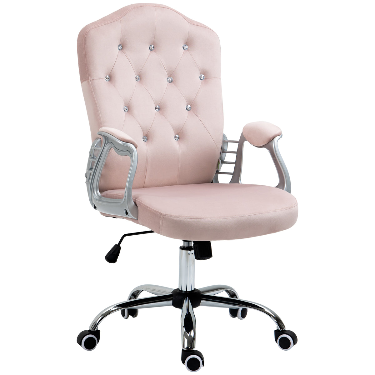 Velvet Tufted Office Chair - Pink Swivel Desk Chair-Office Products > Office Furniture > Office Chairs > Task Chairs-DECOROLALA