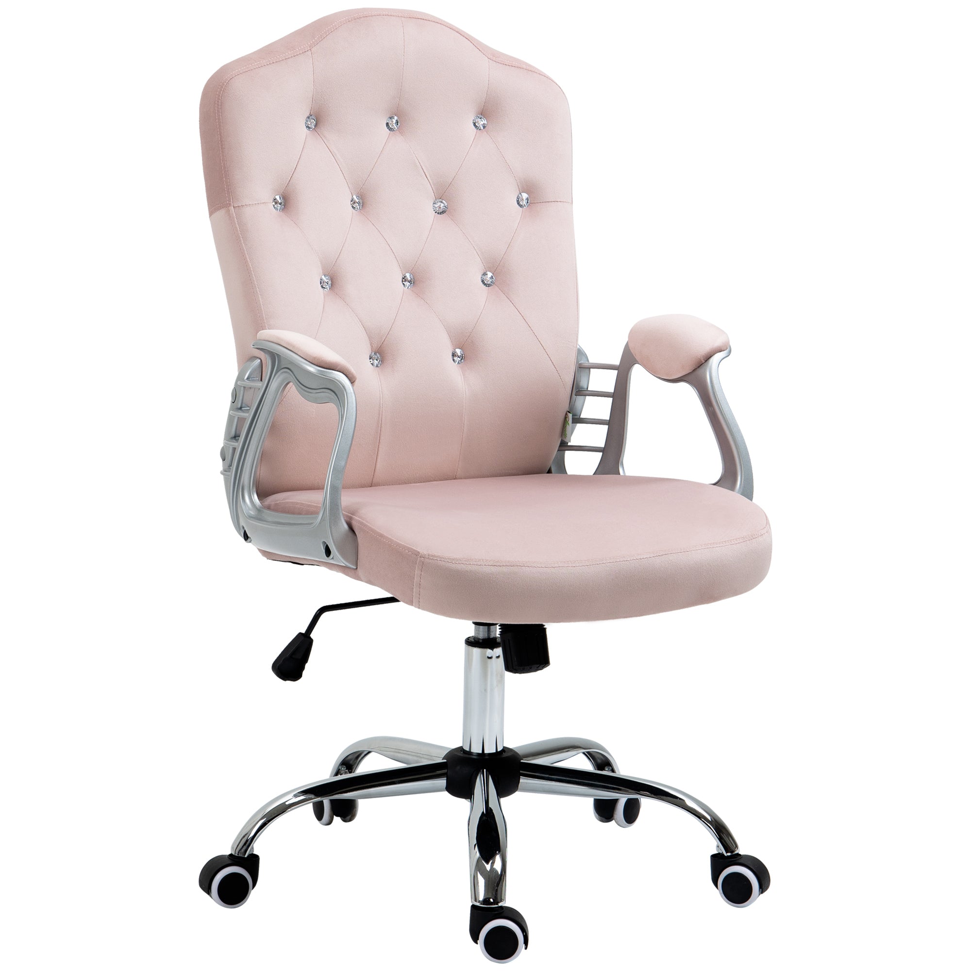 Velvet Tufted Office Chair - Pink Swivel Desk Chair-Office Products > Office Furniture > Office Chairs > Task Chairs-DECOROLALA