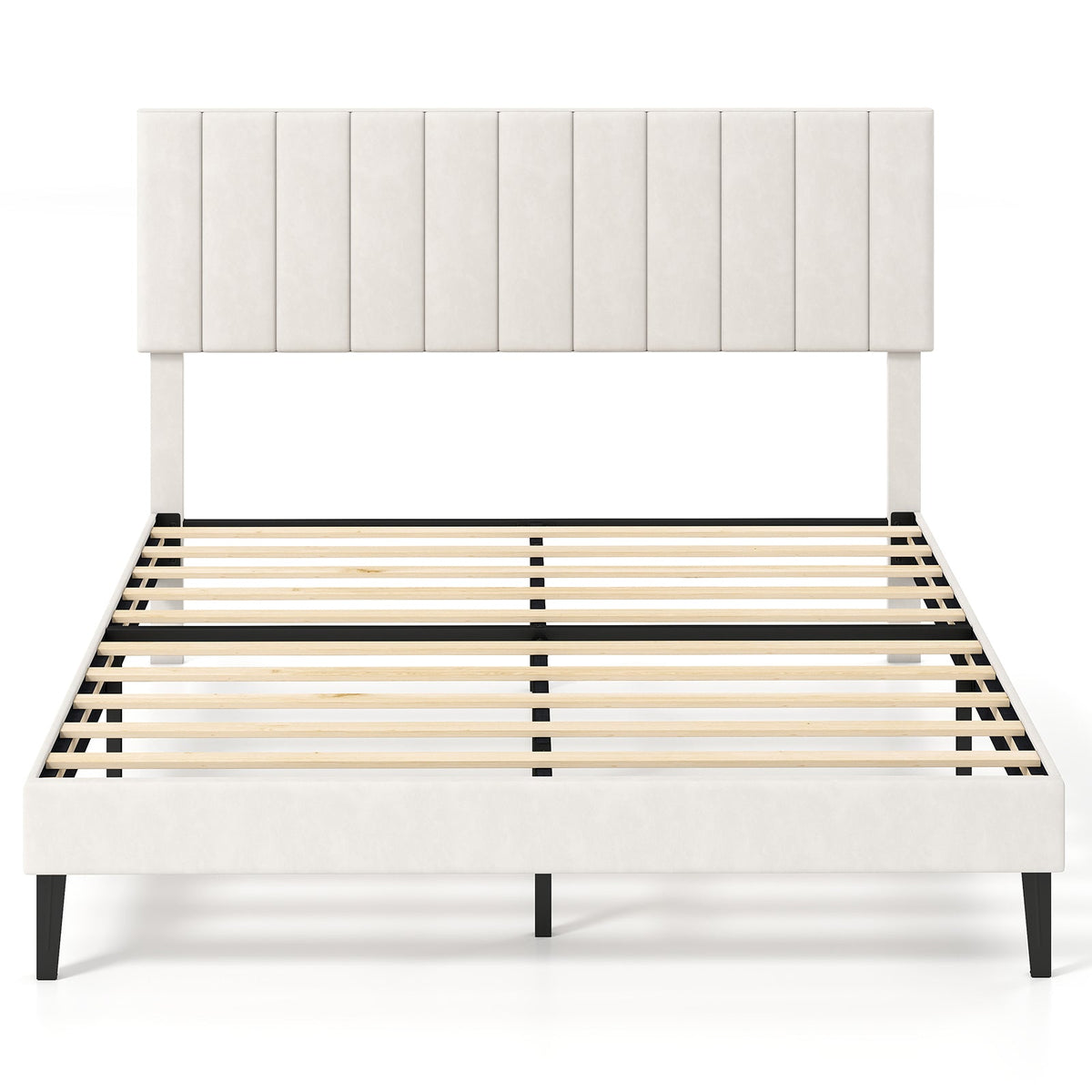 Velvet Upholstered Platform Bed Frame-Simple Bed Frame-DECOROLALA