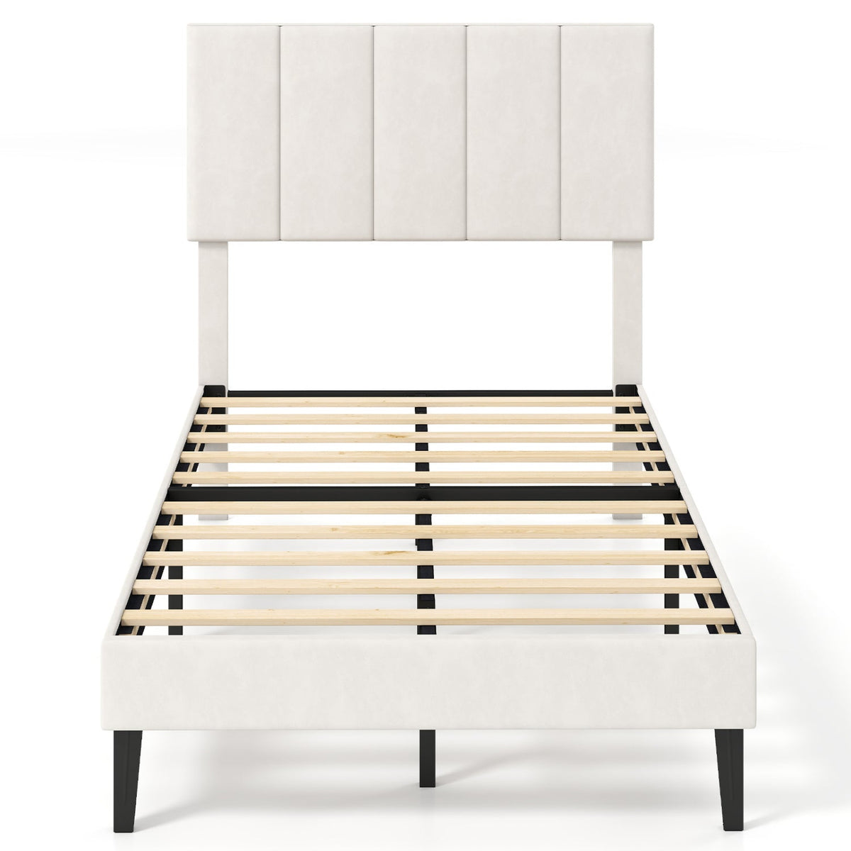 Velvet Upholstered Platform Bed Frame-Simple Bed Frame-DECOROLALA