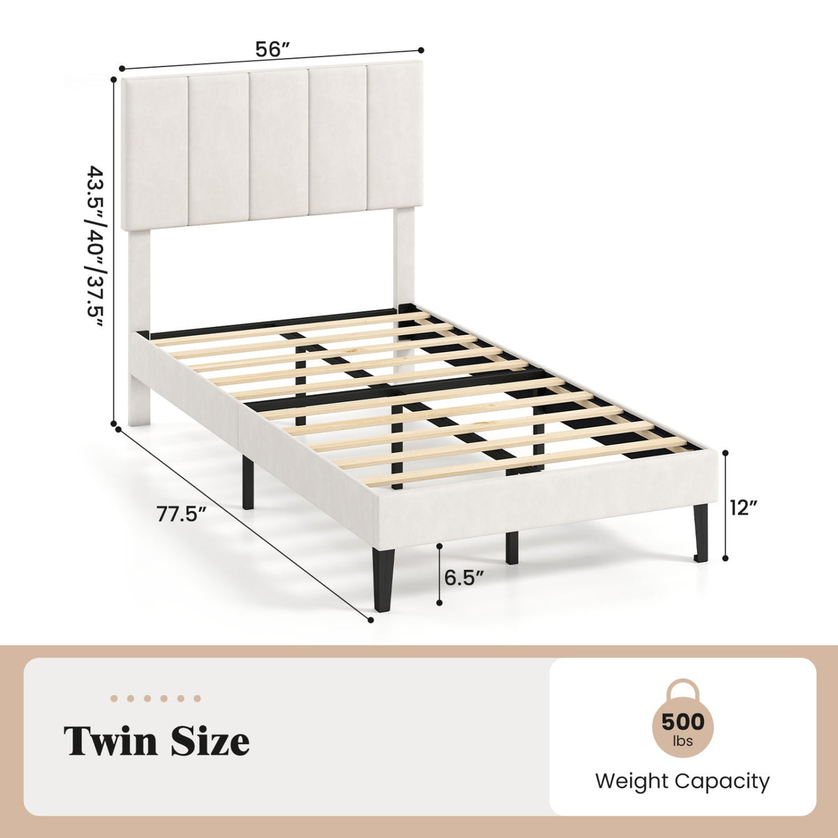 Velvet Upholstered Platform Bed Frame-Simple Bed Frame-DECOROLALA