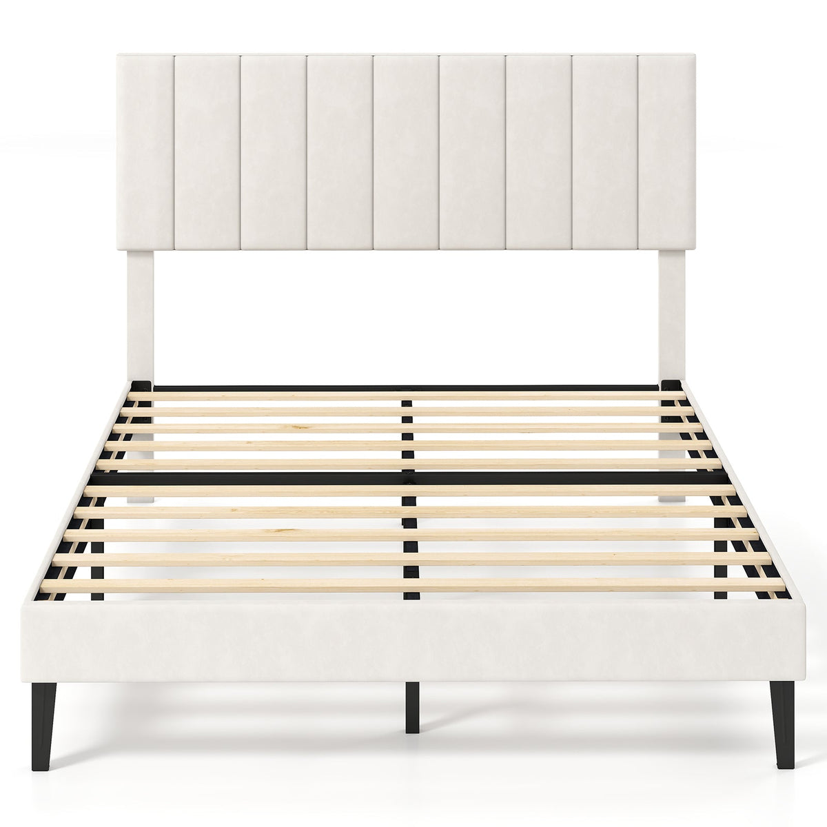 Velvet Upholstered Platform Bed Frame-Simple Bed Frame-DECOROLALA