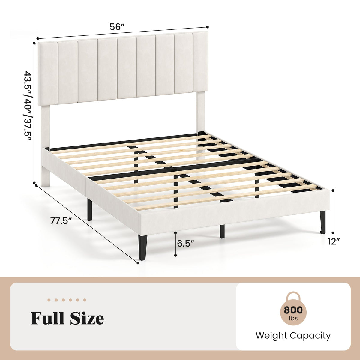 Velvet Upholstered Platform Bed Frame-Simple Bed Frame-DECOROLALA