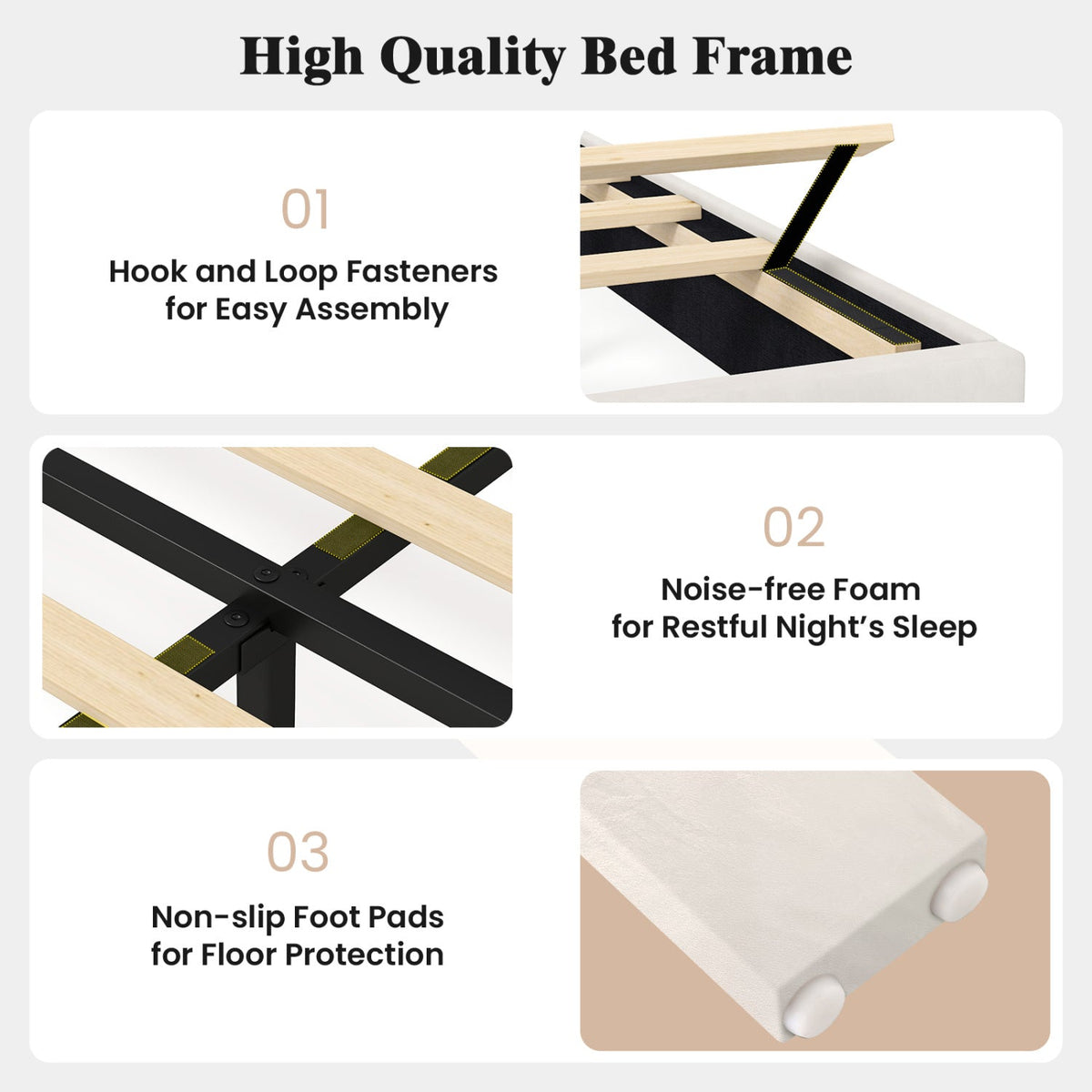 Velvet Upholstered Platform Bed Frame-Simple Bed Frame-DECOROLALA