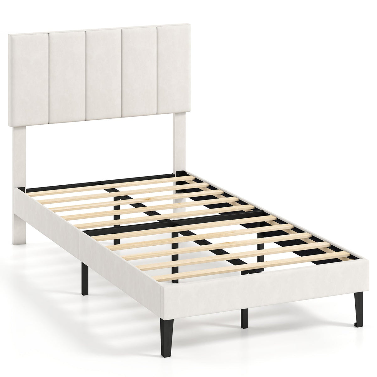 Velvet Upholstered Platform Bed Frame-Simple Bed Frame-DECOROLALA