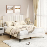 Velvet Upholstered Platform Bed Frame-Simple Bed Frame-DECOROLALA