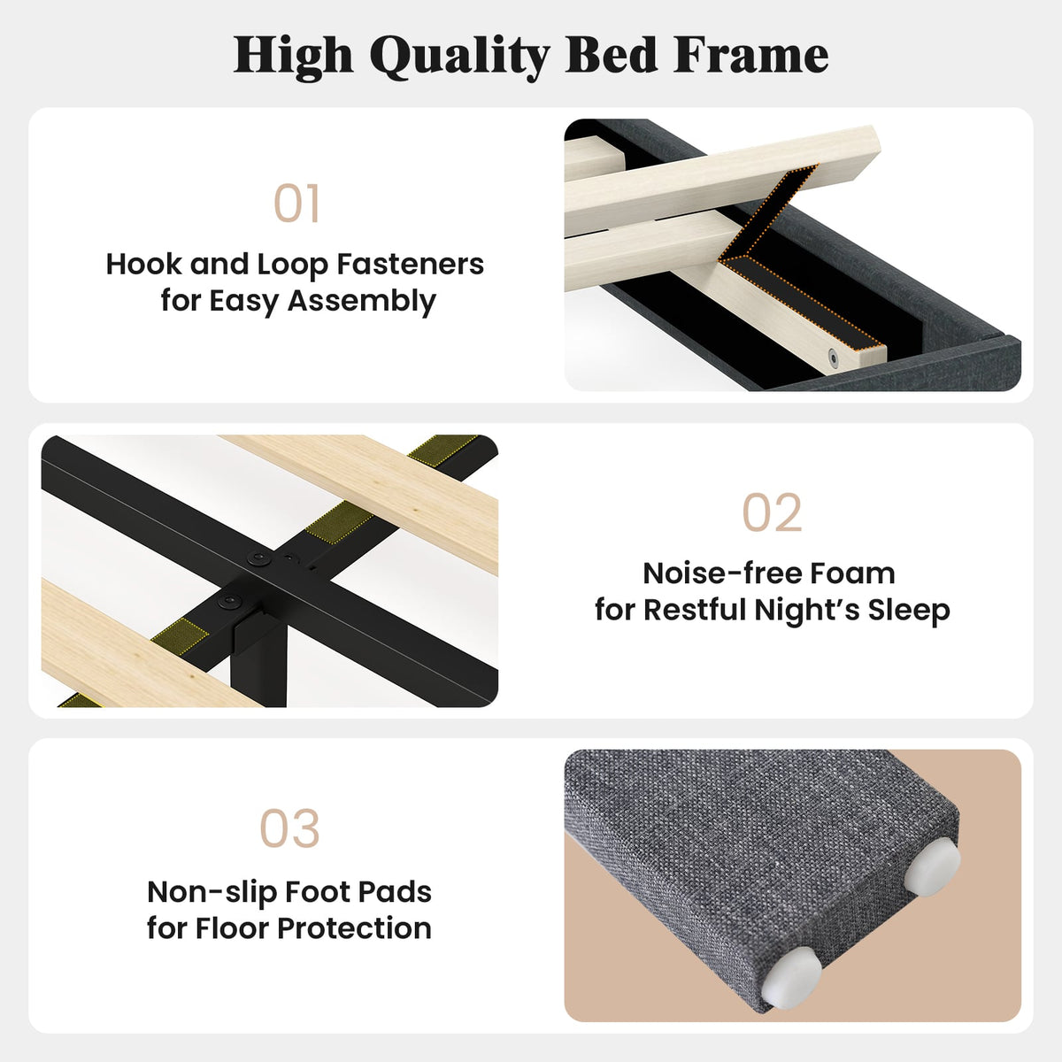 Velvet Upholstered Platform Bed with Height Adjustable Vertical Channel Headboard-Queen Size-Beds & Bed Frames-DECOROLALA