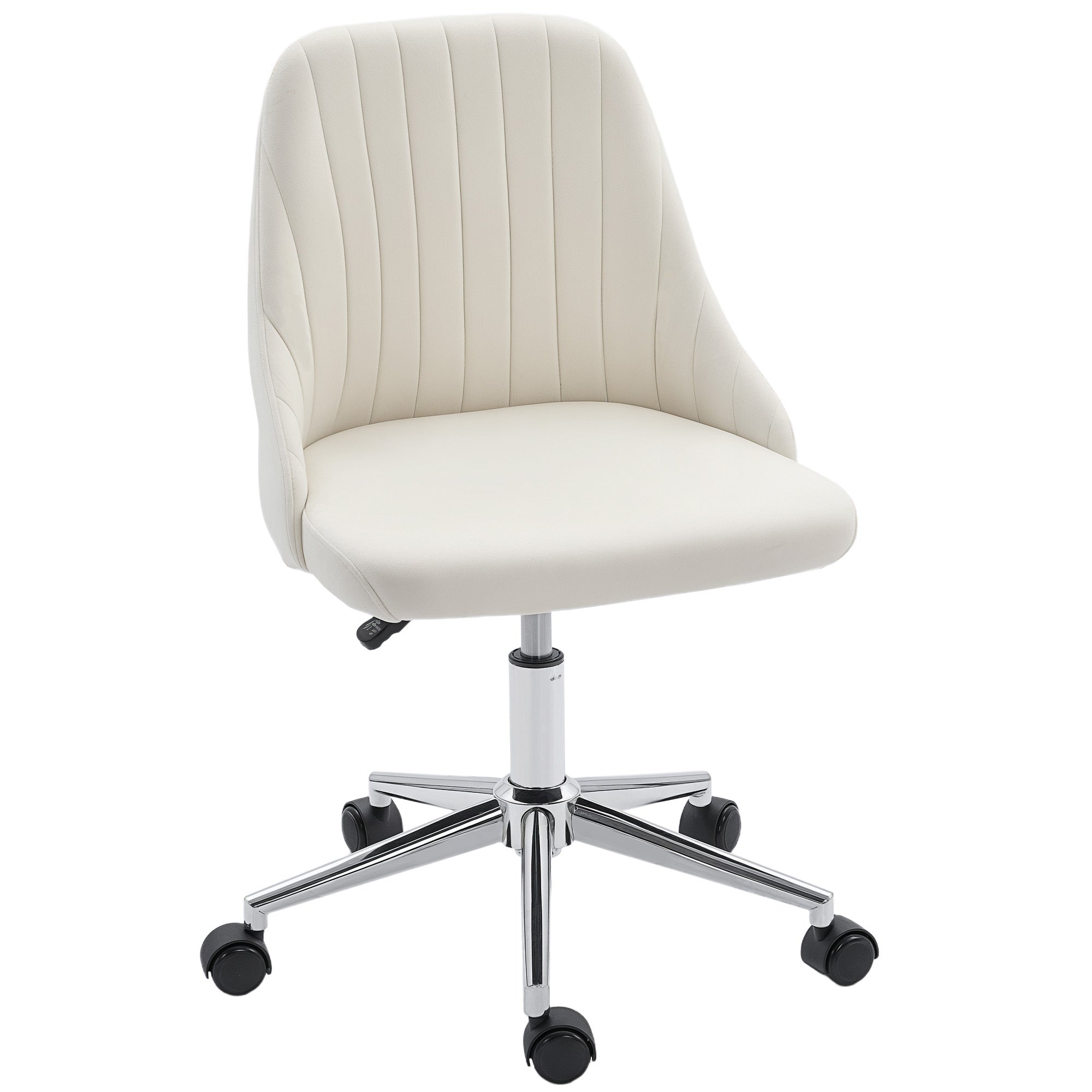 Velvet Vanity Chair - Adjustable Swivel Cream White-Office Products > Office Furniture > Office Chairs > Task Chairs-DECOROLALA