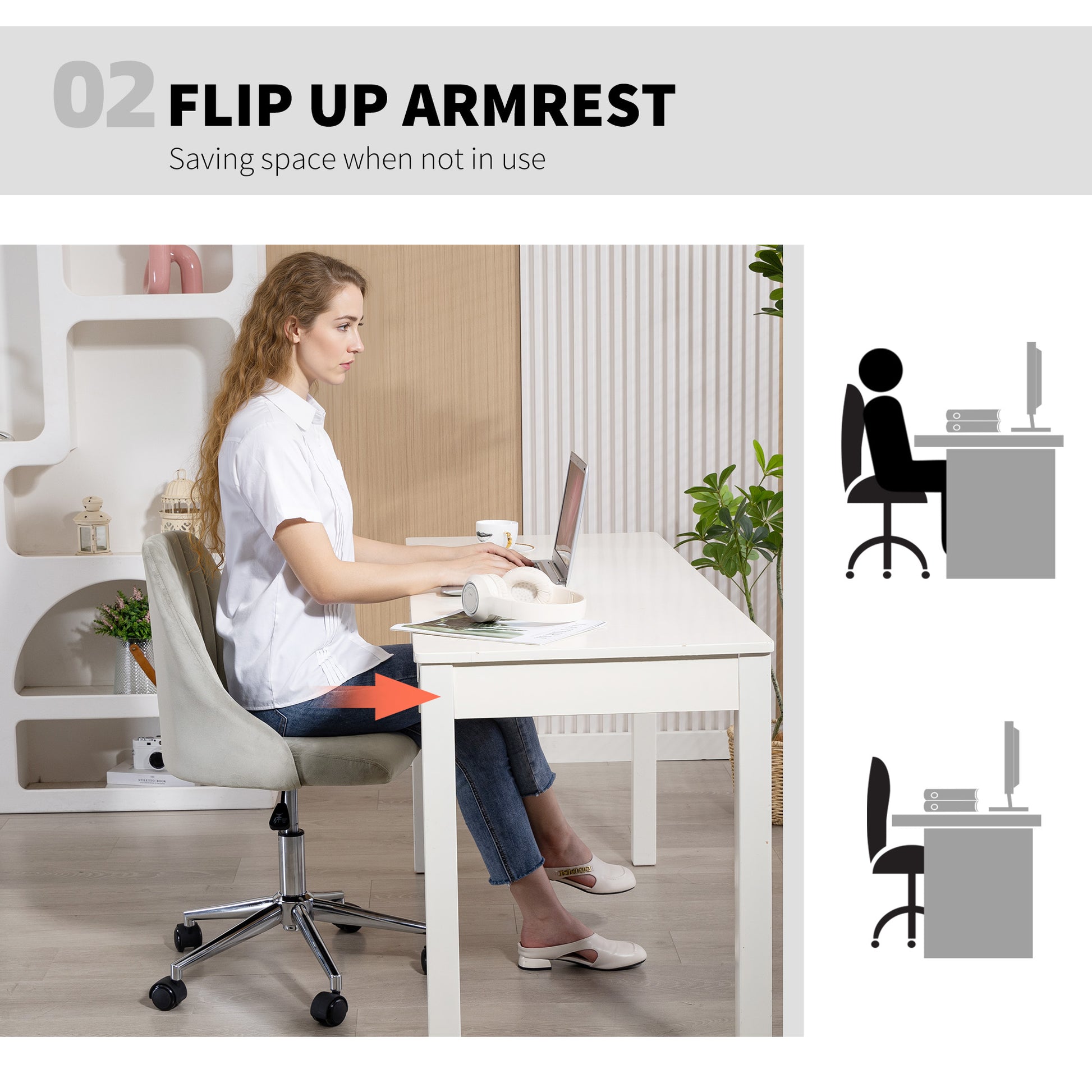 Velvet Vanity Chair - Grey Scallop Swivel Office Chair-Office Products > Office Furniture > Office Chairs > Task Chairs-DECOROLALA