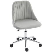 Velvet Vanity Chair - Grey Scallop Swivel Office Chair-Office Products > Office Furniture > Office Chairs > Task Chairs-DECOROLALA