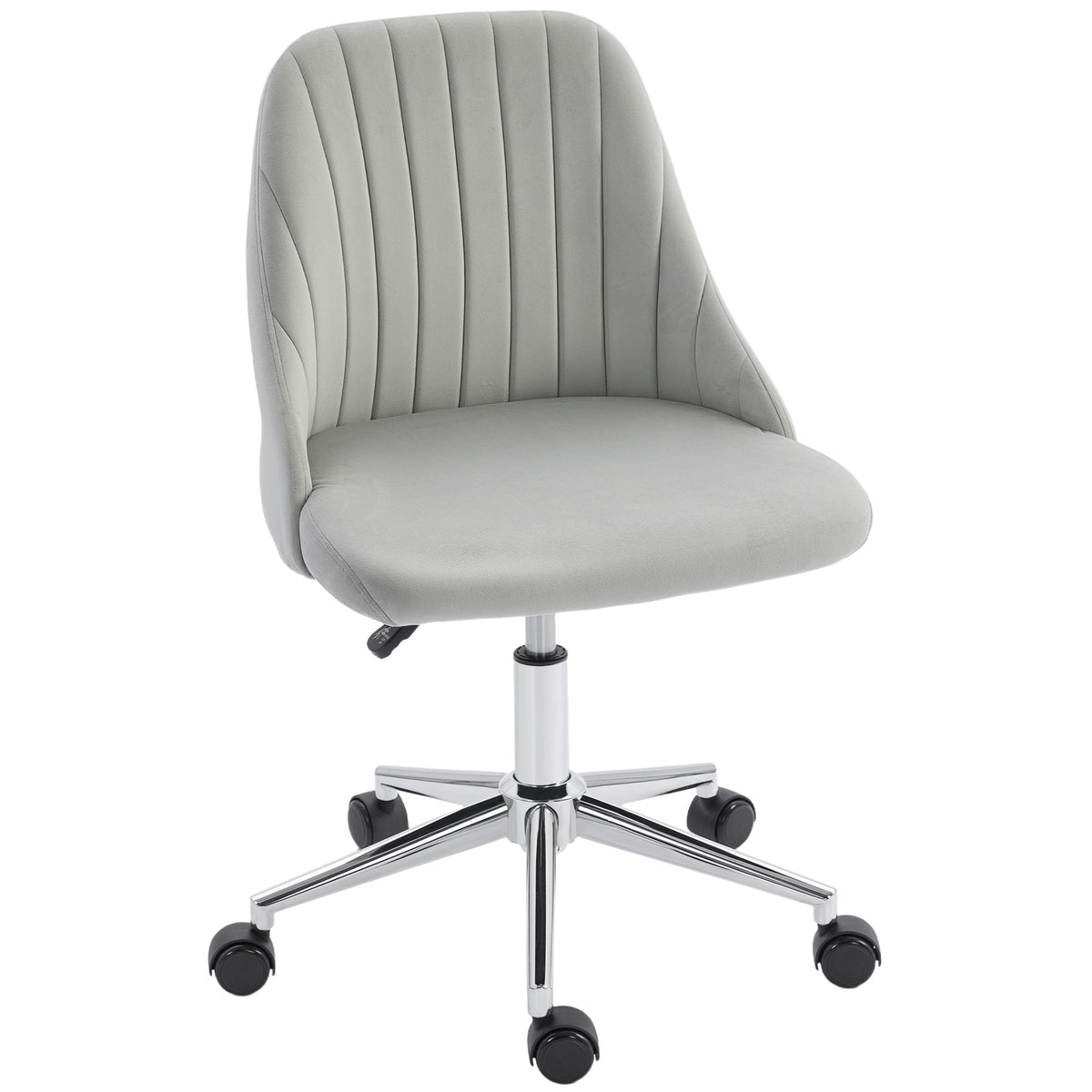 Velvet Vanity Chair - Grey Scallop Swivel Office Chair-Office Products > Office Furniture > Office Chairs > Task Chairs-DECOROLALA