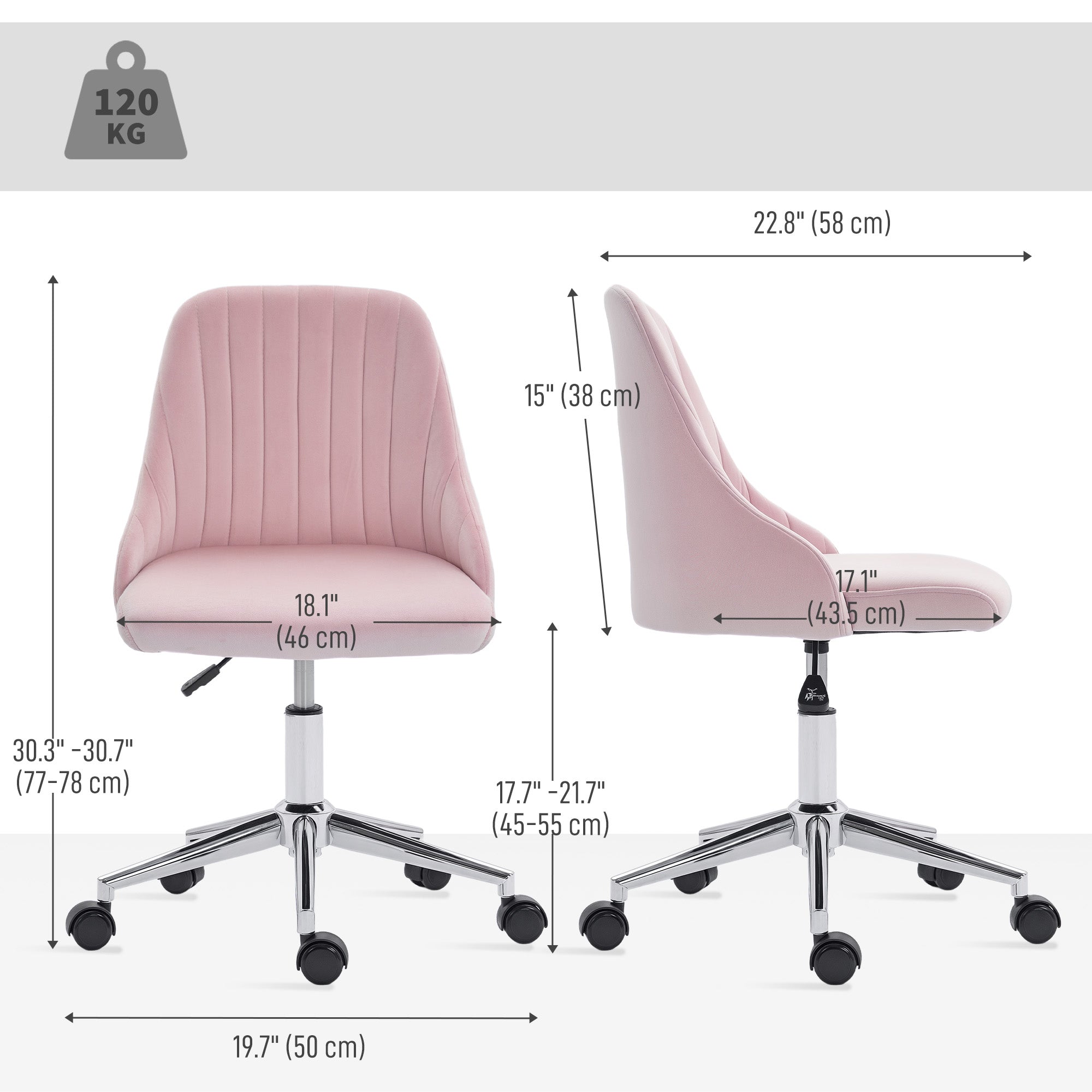 Velvet Vanity Chair - Pink Scallop Swivel Office Chair-Office Products > Office Furniture > Office Chairs > Task Chairs-DECOROLALA
