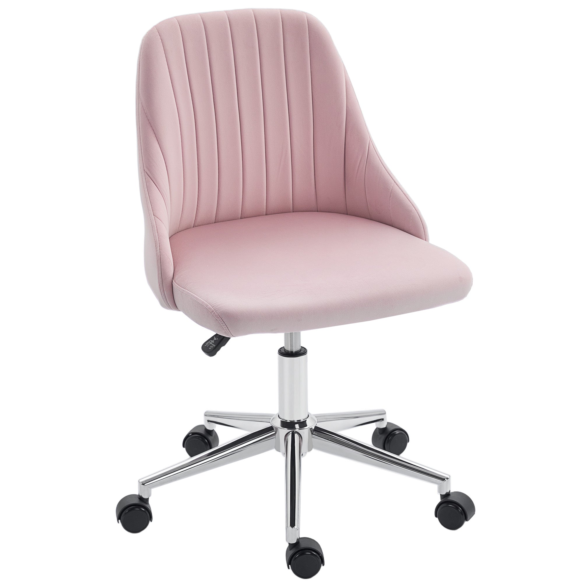 Velvet Vanity Chair - Pink Scallop Swivel Office Chair-Office Products > Office Furniture > Office Chairs > Task Chairs-DECOROLALA