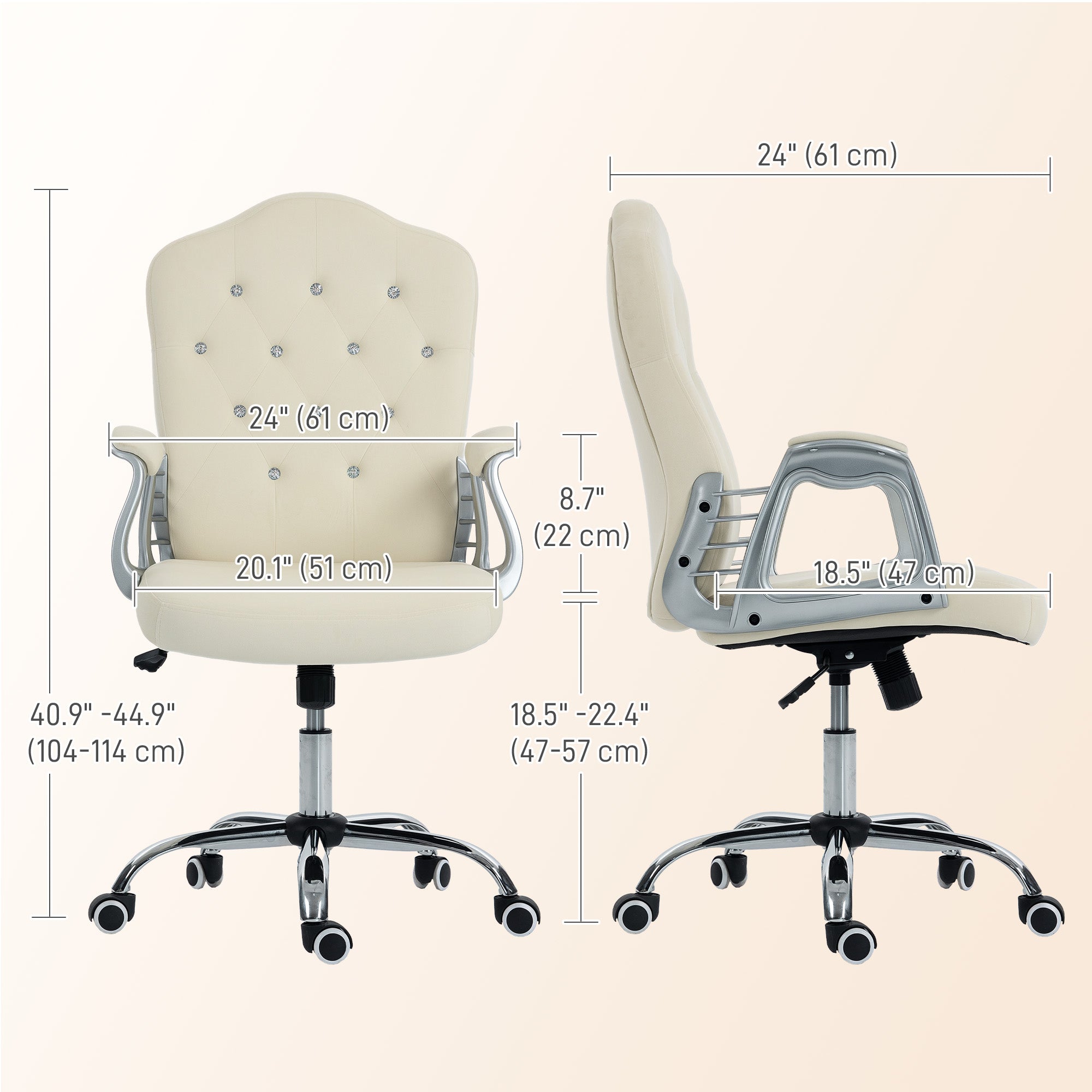Velvet Vanity Office Chair - Beige Tufted Desk Chair-Office Products > Office Furniture > Office Chairs > Task Chairs-DECOROLALA