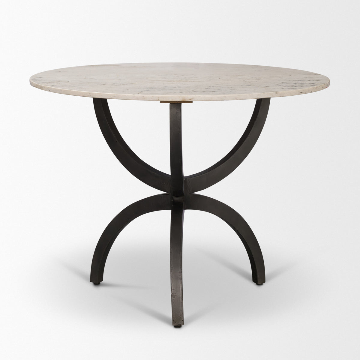 Veneto 40" Round Dining Table | Modern | White Marble & Black Metal | Seats 4-Dining Tables-DECOROLALA