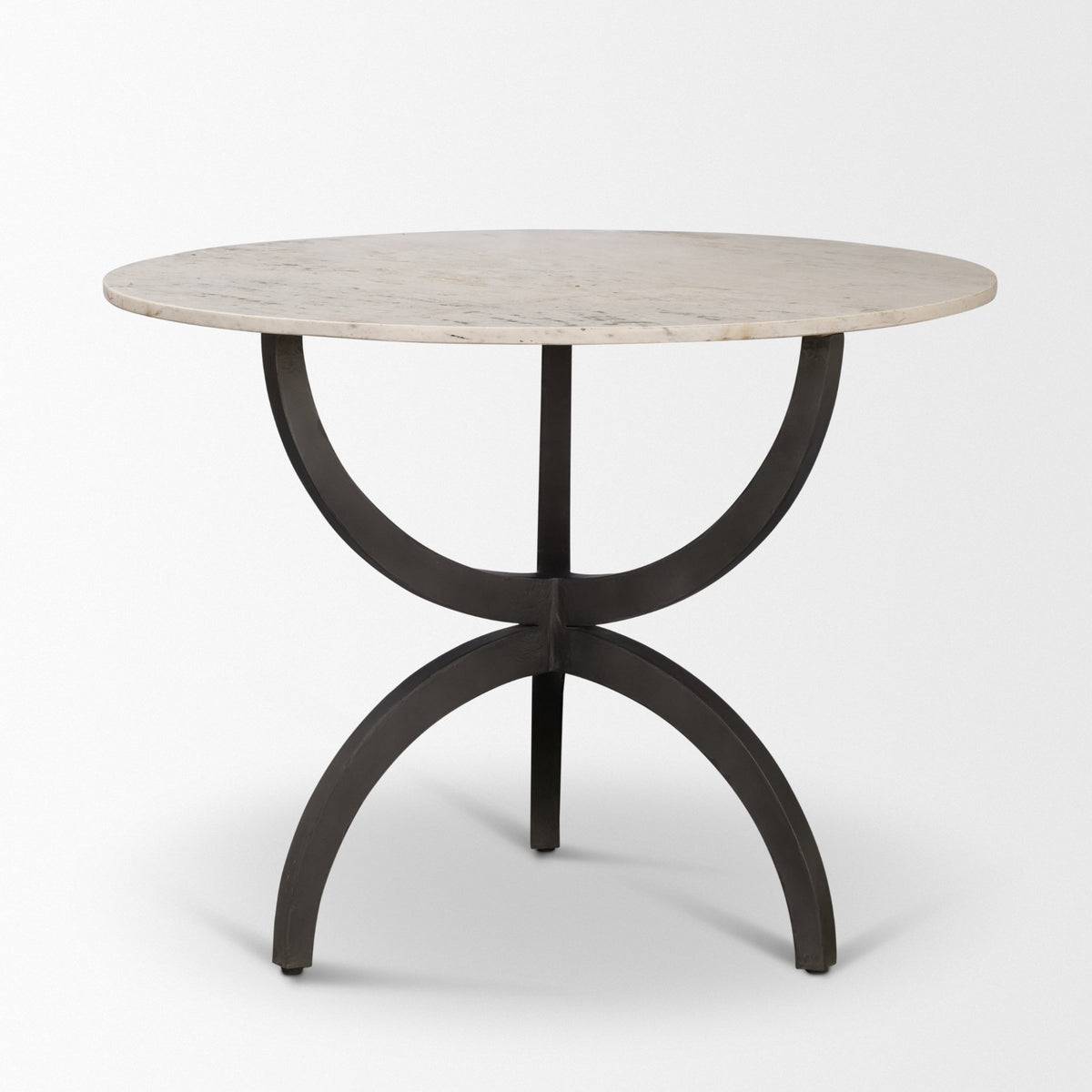 Veneto 40" Round Dining Table | Modern | White Marble & Black Metal | Seats 4-Dining Tables-DECOROLALA
