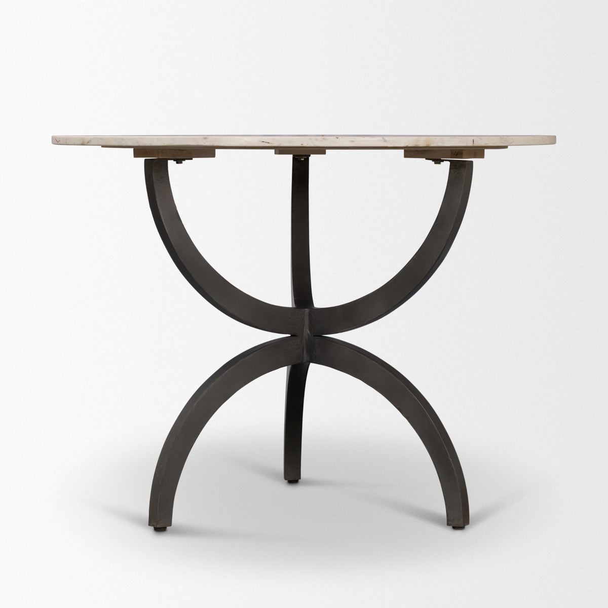 Veneto 40" Round Dining Table | Modern | White Marble & Black Metal | Seats 4-Dining Tables-DECOROLALA