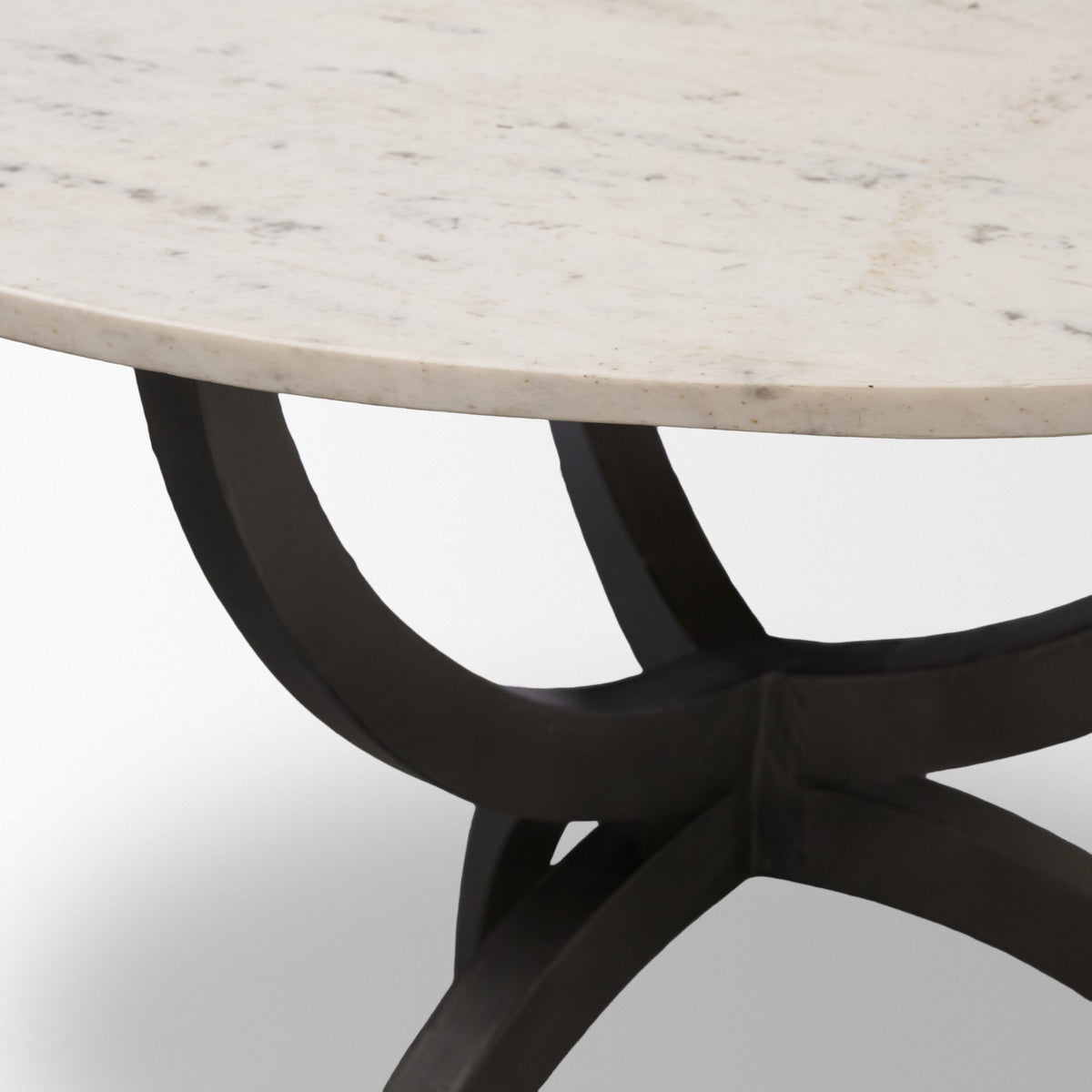 Veneto 40" Round Dining Table | Modern | White Marble & Black Metal | Seats 4-Dining Tables-DECOROLALA