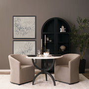 Veneto 40" Round Dining Table | Modern | White Marble & Black Metal | Seats 4-Dining Tables-DECOROLALA