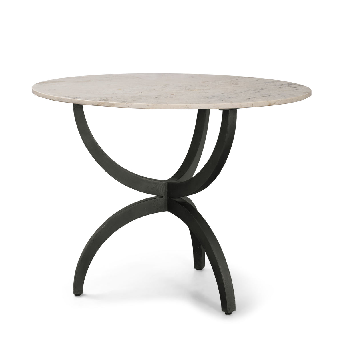 Veneto Round Dining Table - White Marble & Black Metal-Dining Tables-DECOROLALA