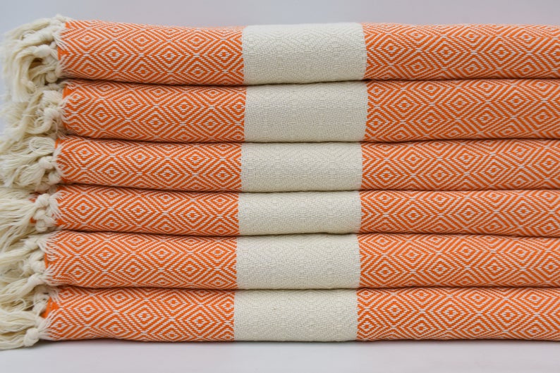 Venice Orange Turkish Towel 40"x70" Cotton-Turkish Towel-DECOROLALA