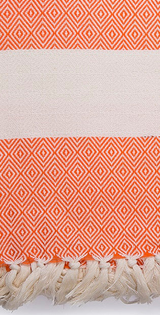 Venice Orange Turkish Towel 40"x70" Cotton-Turkish Towel-DECOROLALA