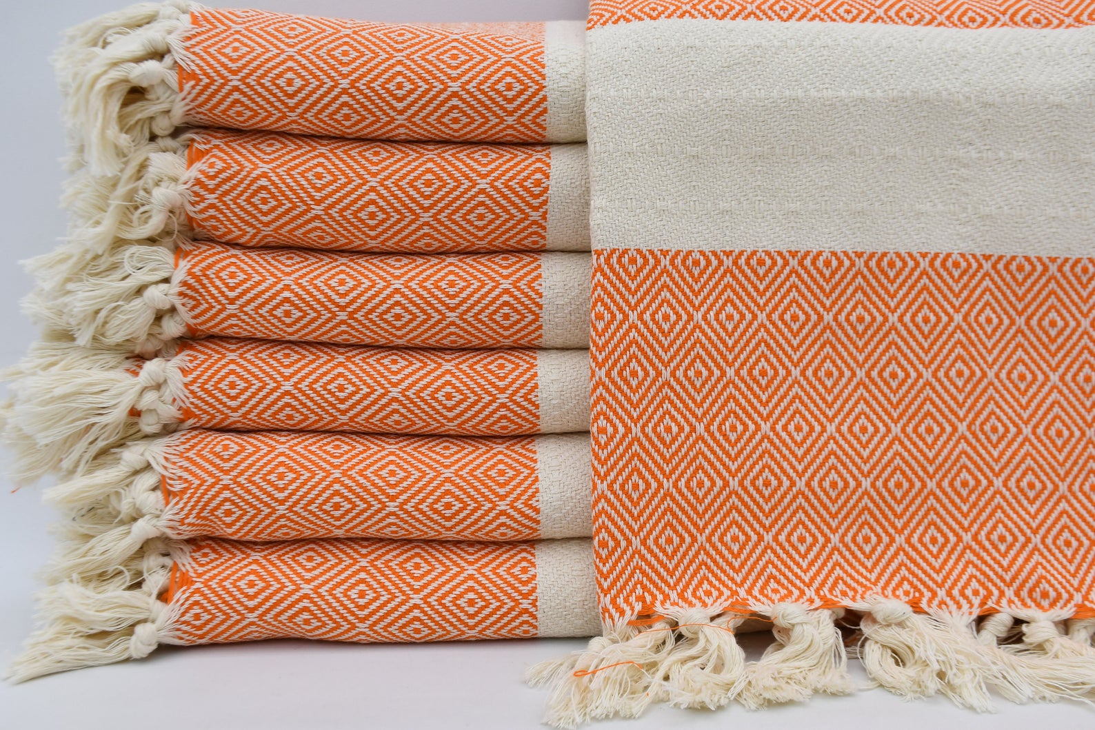 Venice Orange Turkish Towel 40"x70" Cotton-Turkish Towel-DECOROLALA