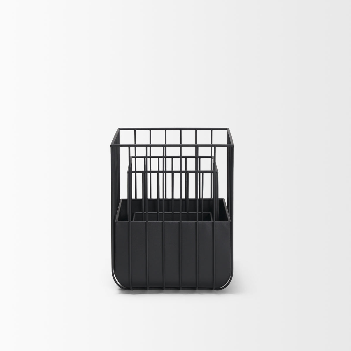 Verna Matte Black Wire Cage Metal Planters (Set of 2)-Objects-DECOROLALA