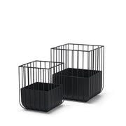 Verna Matte Black Wire Cage Metal Planters (Set of 2)-Objects-DECOROLALA