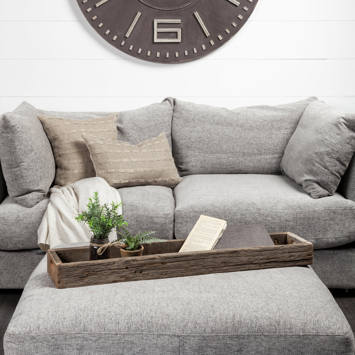 Vernon (Large) 36L x 7W Brown Reclaimed Wood Tray-Trays-DECOROLALA
