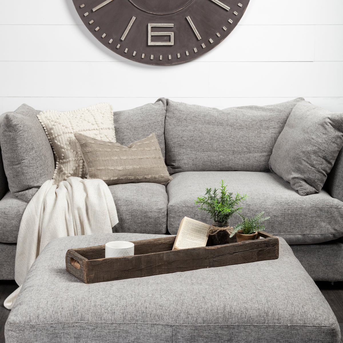 Vernon (Medium) 30L x 7W Brown Reclaimed Wood Tray-Trays-DECOROLALA