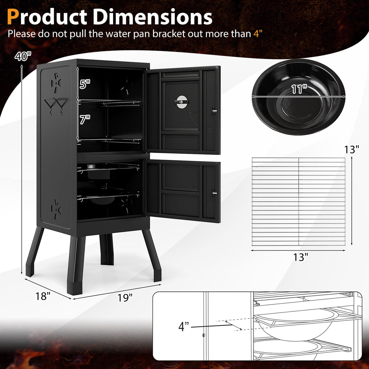Vertical 2-tier Outdoor Barbeque Grill with Temperature Gauge-Outdoor Grills-DECOROLALA