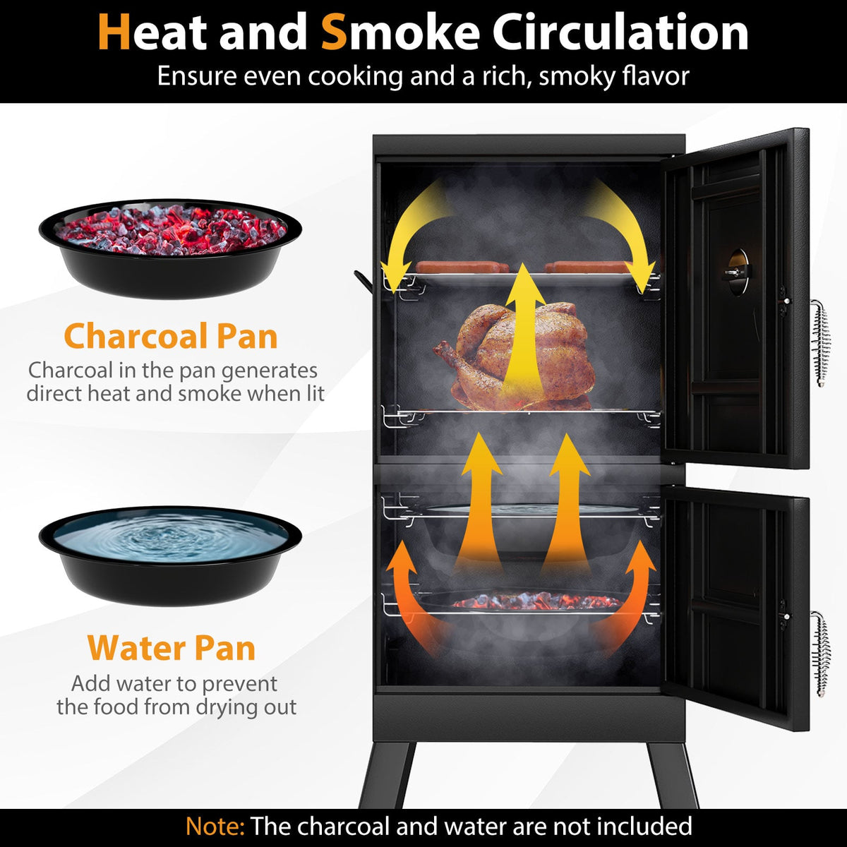 Vertical 2-tier Outdoor Barbeque Grill with Temperature Gauge-Outdoor Grills-DECOROLALA