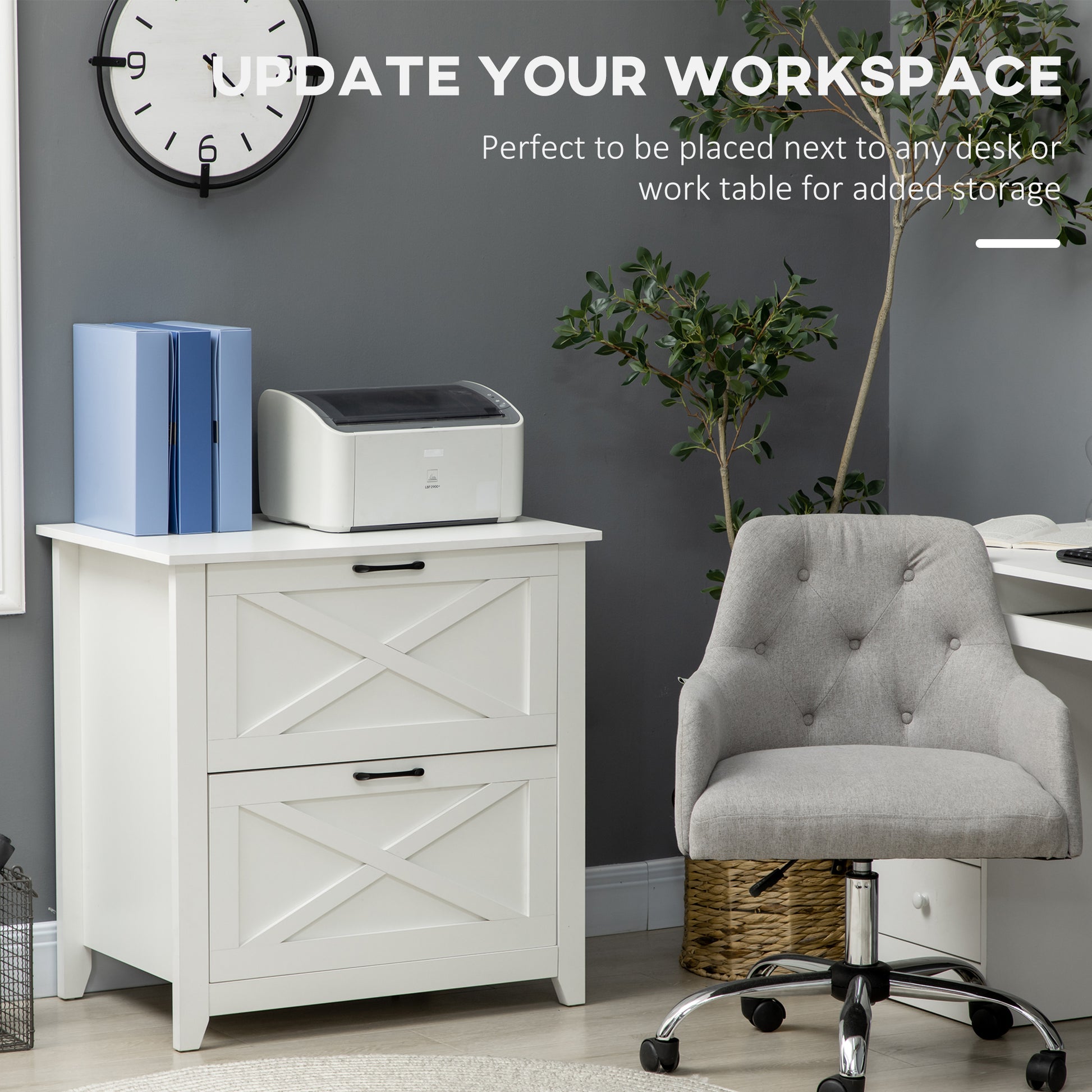 Vertical File Cabinet with Hanging Bars for A4 Size for Home Office, 29.9"x 19.7"x 30.3", White-Office Products > Office Furniture > Office Cabinets & Cupboards-DECOROLALA