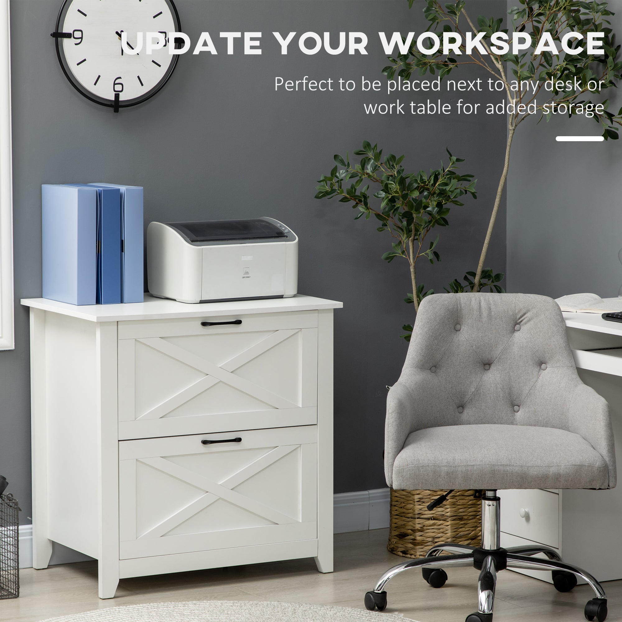 Vertical File Cabinet with Hanging Bars for A4 Size for Home Office, 29.9"x 19.7"x 30.3", White-Office Products > Office Furniture > Office Cabinets & Cupboards-DECOROLALA