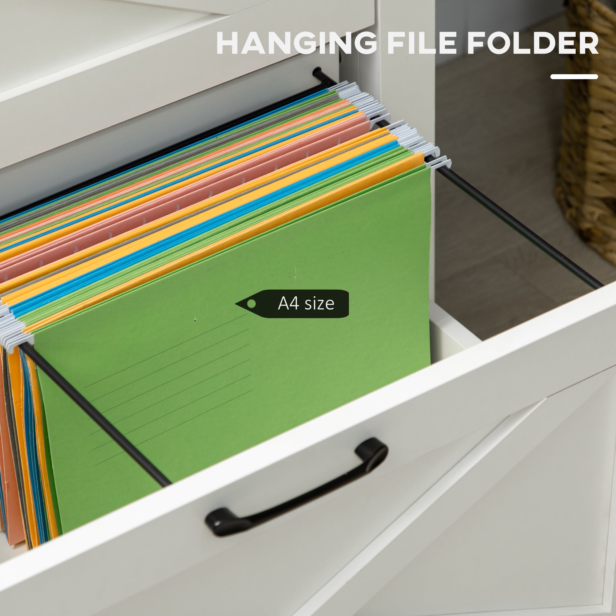 Vertical File Cabinet with Hanging Bars for A4 Size for Home Office, 29.9"x 19.7"x 30.3", White-Office Products > Office Furniture > Office Cabinets & Cupboards-DECOROLALA